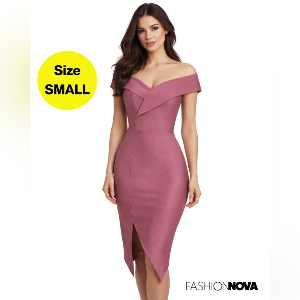FASHION NOVA 💞 Sexy Bodycon Mauve Off-The-Shoulders Dress (Women’s Small)